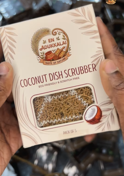 (Pack of 5) Eco-Friendly Coconut Scrubber | Natural Coir Dish Cleaning Scrub | Plastic-Free Kitchen Scrubber