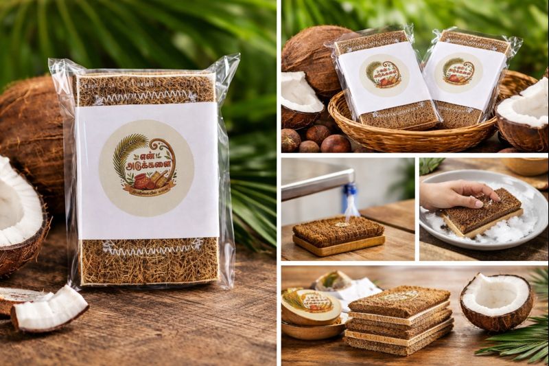 Natural Coir Scrub Pad – Eco-Friendly Coconut Fiber Dish Scrubber