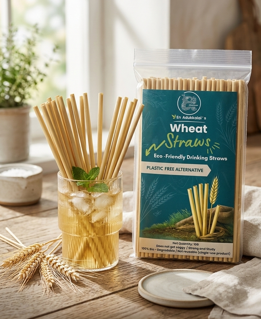 Wheat Straw Eco-Friendly Drinking Straws | Reusable & Biodegradable Straw Set