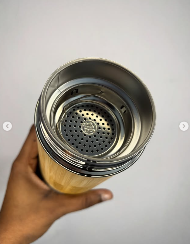 Bamboo Thermos Bottle – 450ml | Eco-Friendly Insulated Bottle for Hot & Cold Beverages