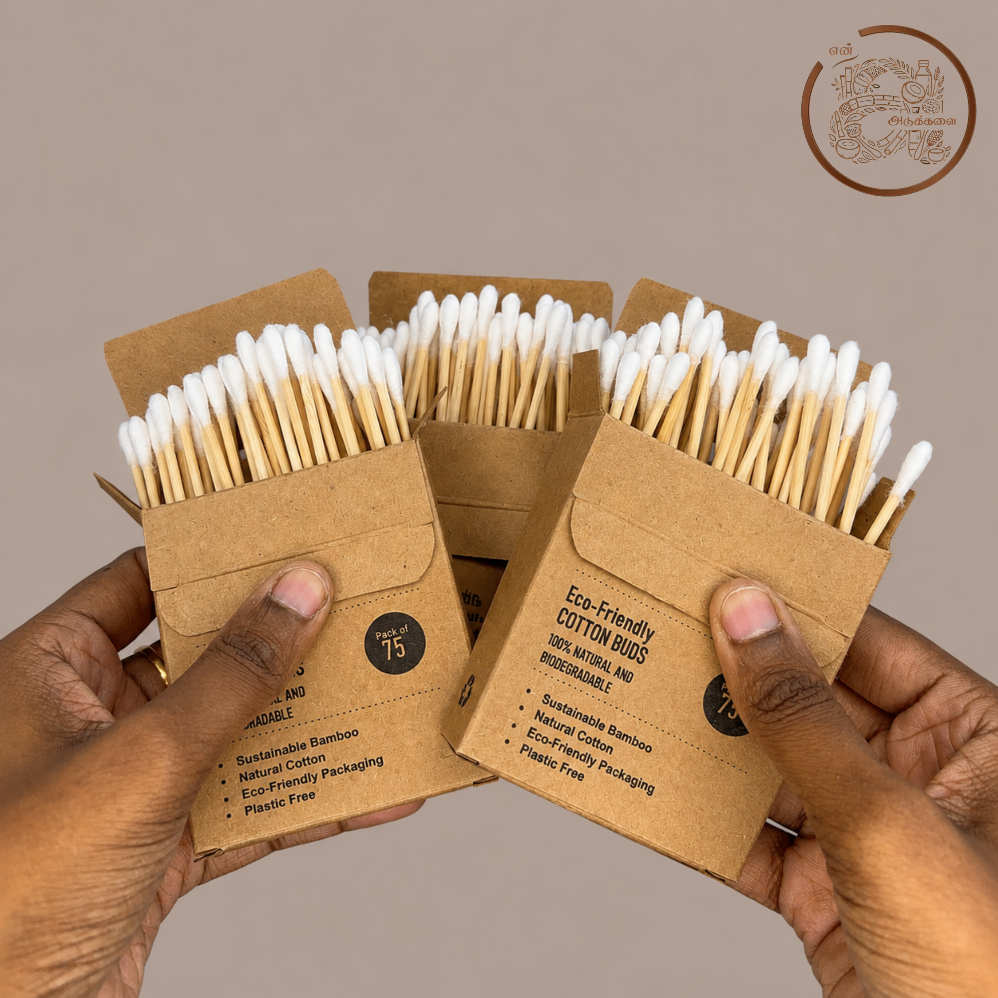 Bamboo Cotton Ear Buds 3 Packs × 75
